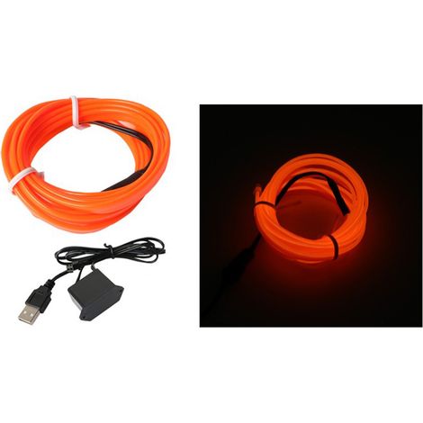 Neon-autolicht Mit Kabel, Usb-betrieben, Ambiente-dekoration, 5v Led-streifen Für Den Innenbereich, 3 Meter, Orange.