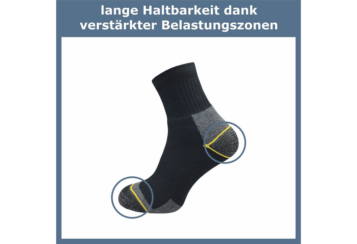 GAWILO Arbeitssocken - Quarter - für Herren mit atmungsaktiver Baumwolle gegen Schweißfüße (6 Paar) Ideal für Sicherheitsschuhe oder Arbeitsschuhe, länger als ein Sneaker