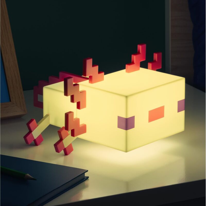 Offizielle Minecraft Axolotl-lampe – Fünf Farbmodi, Schreibtisch- Oder Nachttischlampe, Gamer-deko, Batteriebetrieben, Pink