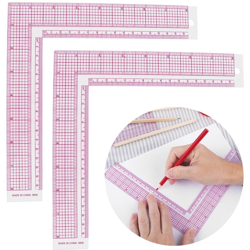 Stück Nählineal Aus Kunststoff, L-förmiges Winkellineal, Transparentes Rosa Metrisches Lineal Zur Messung Von Nähgarnwinkeln Für Anfänger, Schneider, Designer, Diy-lederhandwerkswerkzeuge