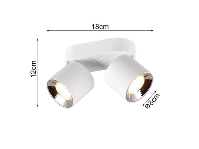 TRIO Leuchten LED Deckenstrahler, Dimmfunktion, LED wechselbar, Warmweiß, Wandstrahler innen, dimmbar über Schalter, Aufbauspots Weiß 18cm