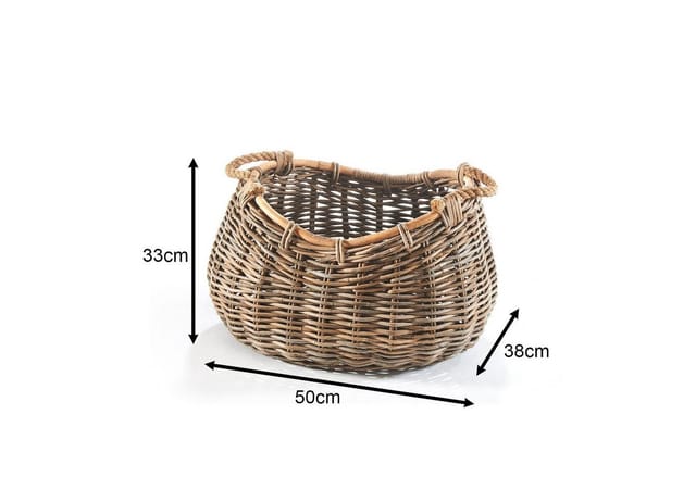 Kobolo Aufbewahrungskorb Korb aus Rattan kubu grey mit Seilgriff oval
