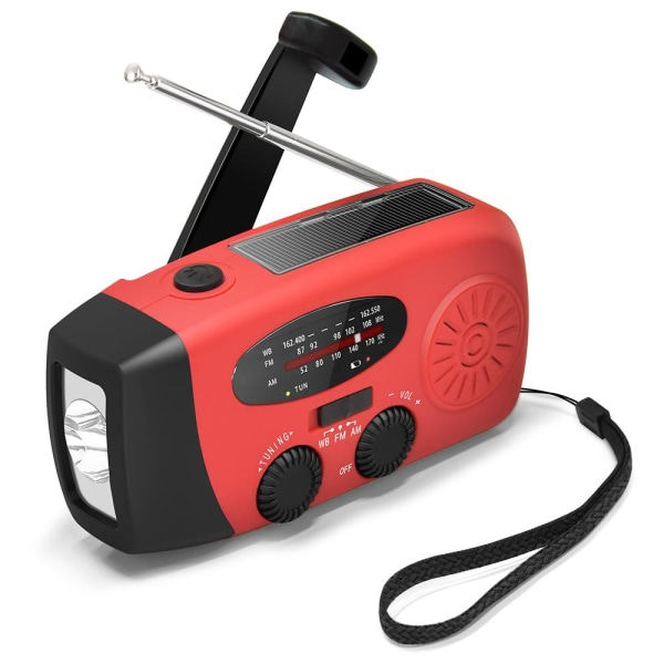 Osterangebote Premium-kurbelradio Mit Solarzellen, Taschenlampe Und 2000-mah-powerbank Mit Sos-funktion – Rot 300