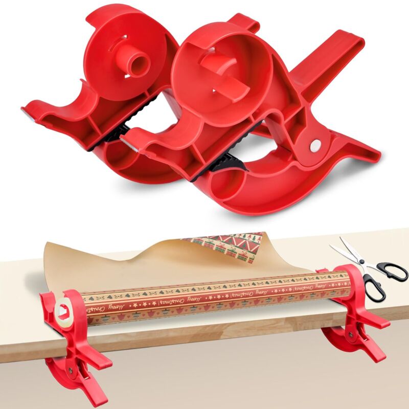 Geschenkpapierklammern, Geschenkpapierschneider, Geschenkpapierabroller, Tischklemme Zum Verpacken Von Geschenken, Integrierter Klebebandabroller Zum Sichern