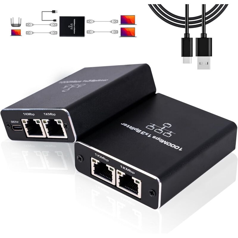 3-port-ethernet-switch, 1000 Mbps Rj45 Splitter-switch, 1 Auf 3 Rj45 Ethernet Multi-port Für Computer, Hub, Switch, Router, Set-top-box, Digital-tv Usw.