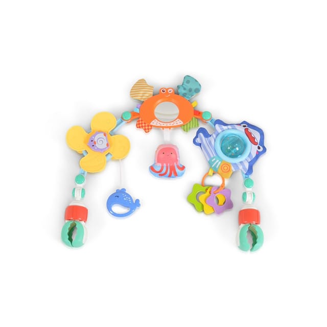 Moni Spielbogen Spielbogen für Kinderbett, Kinderwagen, Spielmatte Rassel Beißring Motorik
