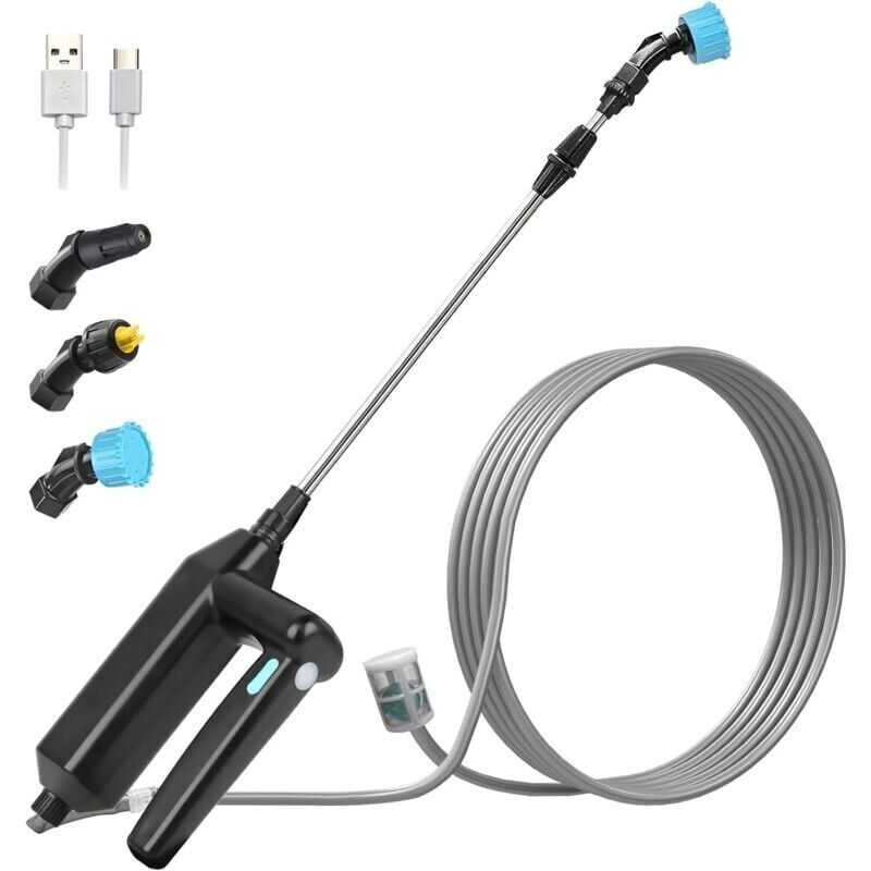 Aimoonsa Elektrische Gartenspritze, Elektrische Dachspritze, Teleskop-sprühlanze, Druckspritze Mit 3 Düsen Und 8 M Schlauch Zum Bewässern Und Jäten