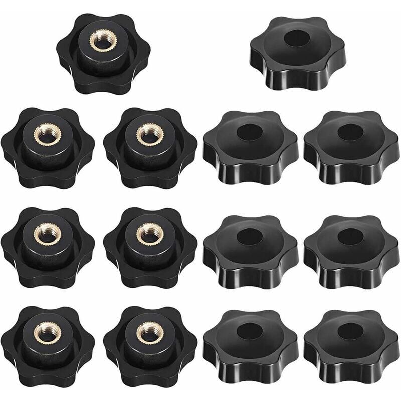 Aimoonsa Spannknopf Für Webkopf, Spannmutterknopf Für Webkopf, Webförmiger Spannmuttergriff, Gewindespannknopf, Für Werkzeugmaschinen, Schwarz, M6, 14 Stück