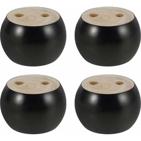 Aimoonsa Set Mit 4 Runden Möbelbeinen Aus Holz, 5 Cm Hoch, Für Sofa, Bett, Sessel, Kleiderschrank, Mit Schrauben Und Klebeband (schwarz)