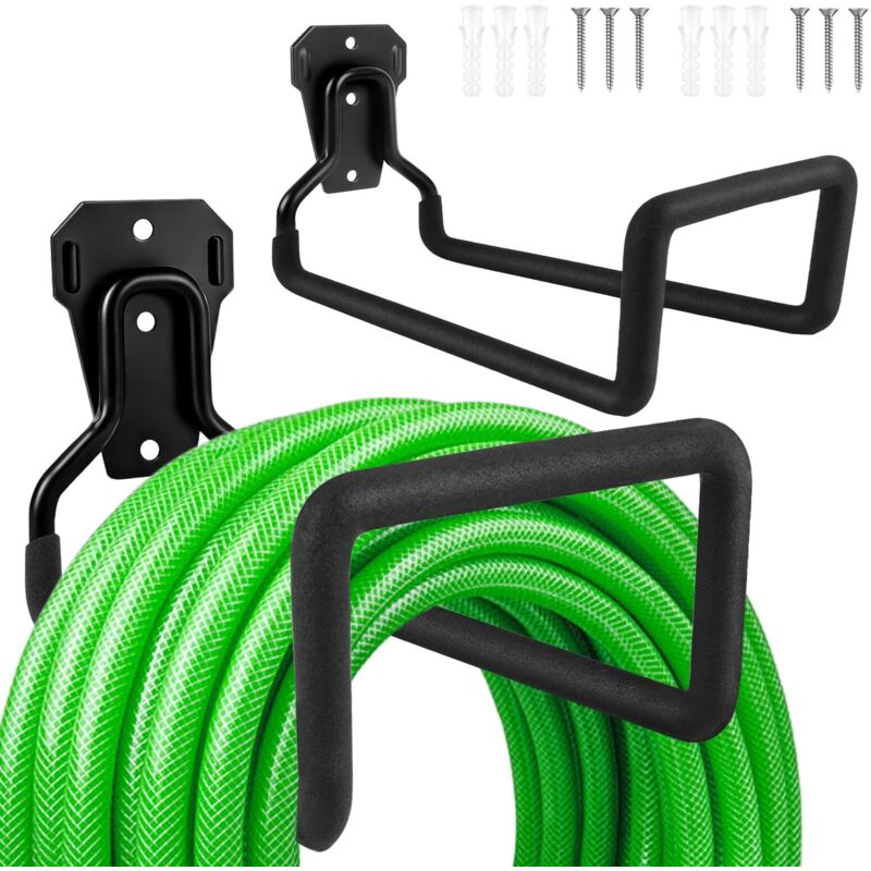 Set Aus 2 Robusten Metall-gartenschlauchhaltern, Schlauchtrommel, Universellen Wandhaken Für Garage Und Gartengeräte.