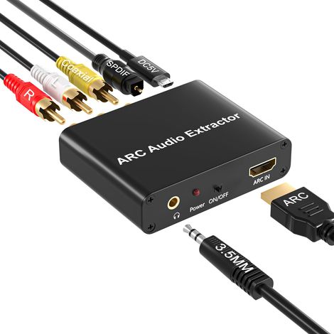 Hdmi-arc-adapter, Arc-audio-extraktor Mit Toslink Spdif/optisch-digital-koaxialem Und 3,5-mm-l/r-stereo-hdmi-arc-zu-rca-audio-konverter, Kompatibel Mit Soundbar, Hdtv Und Verstärker