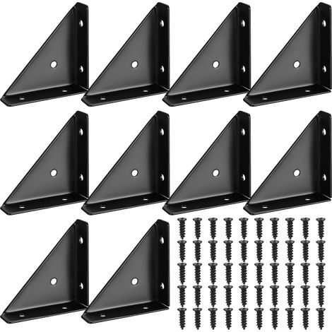 Lot Von 10 Schwarzen Metallstäben Mit Einem Winkel Von 90° Für Möbel, Tische Und Schränke Aus Holz.