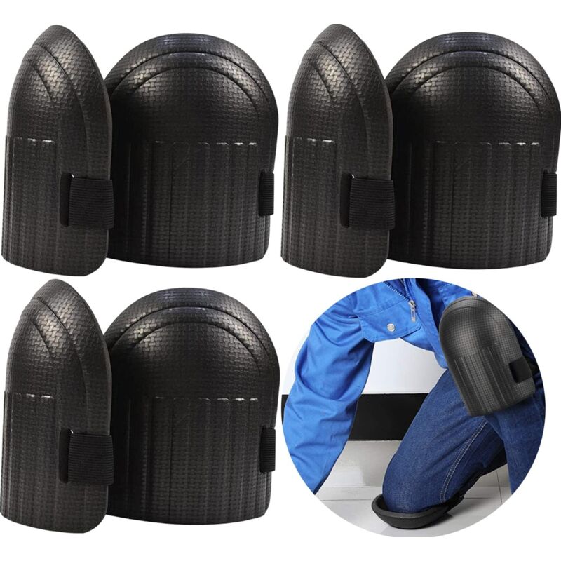Knieschoner Für Haus Und Garten, 3 Paar Leichte Und Wasserdichte Eva-schaumstoffkissen Mit Verstellbaren Riemen Für Gartenarbeit Und Hausreinigung, Schwarz