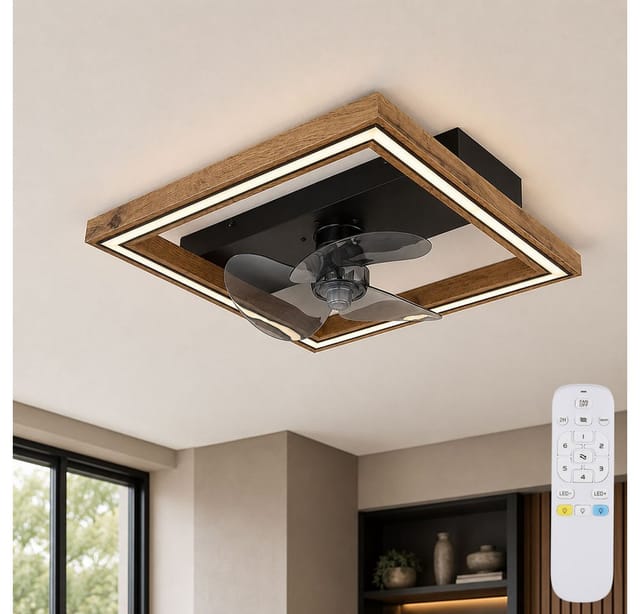 GLOBO LIGHTING Deckenventilator, Deckenventilator Lüfter Deckenlampe LED Holz Fernbedienung dimmbar