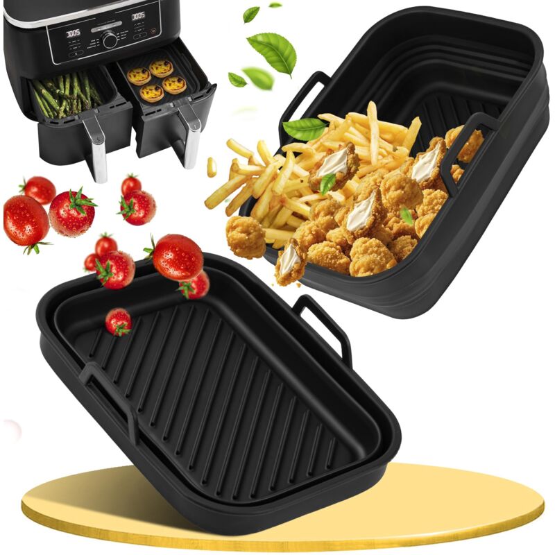 Zusammenklappbare Silikon-heißluftfritteusenformen, Kompatibel Mit Den Modellen Ninja Foodi Max Dual Zone 9,5 L Af400eucp, Ninja Double Stack Xl 9,5 L Sl400eucp Und Af500eucp (10,4 L Korb).