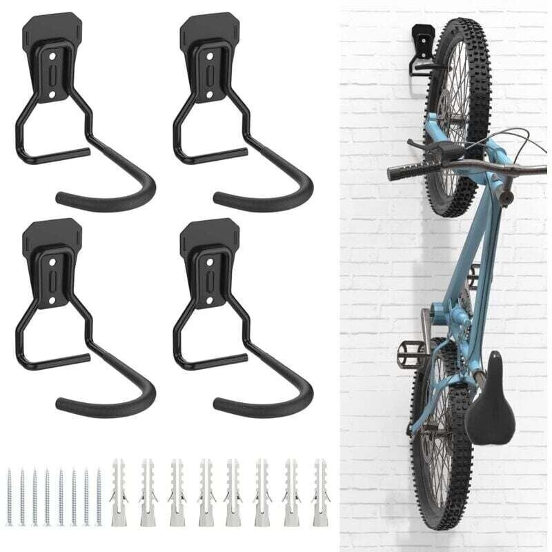 Aimoonsa 4er-set Fahrradhaken, Stabile Wandhalterungen Aus Eisen, L-förmiges Wandregal, Praktische Vertikale Fahrradaufbewahrung Für Garage Und Zuhause, Schwarz