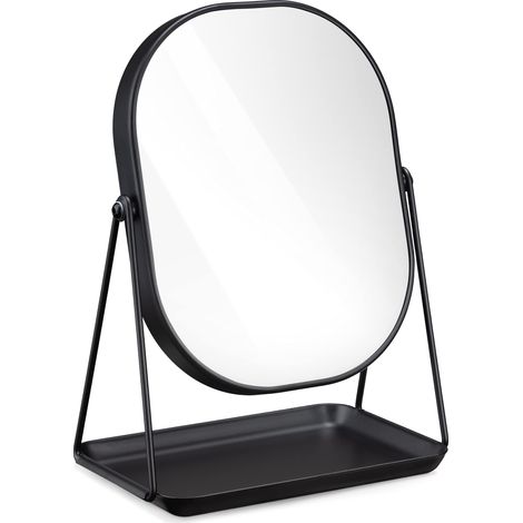 Kosmetikspiegel Mit Ablage – 18 X 22,6 Cm Tisch-schminkspiegel Mit Schmuckablage – Für Schlafzimmer, Schminktisch, Badezimmer, 2-fache Vergrößerung