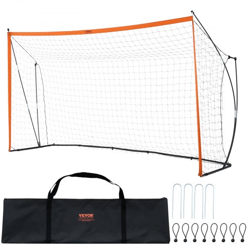 Tragbares Fußballtor Soccertor Fußballnetz 3,66 X 1,83 M Für Den Garten, Übungsfußballnetz Trainingstor-set Mit Stahl-glasfaserstruktur, Allwetter-fußballtore Mit Tragetasche, Orange