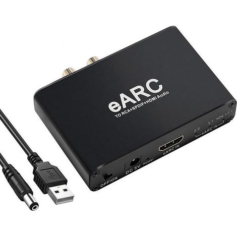 Hdmi Earc/arc Auf Optisch/rca/3,5-mm-kopfhörer-konverter – 5.1/7.1-kanal-audioausgang, 24 Bit/192 Khz – Kompatibel Mit Fernsehern, Sonos Und Heimkino-verstärkern