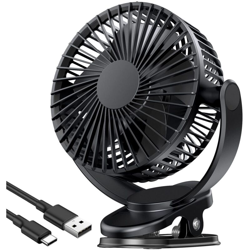 Aimoonsa Usb-ventilator, Wiederaufladbarer Tragbarer Ventilator, 3 Geschwindigkeitsstufen, Clip-ventilator, 5000 Mah Tischventilator, 360°-drehung, Für Camping, Laufband Und Auto