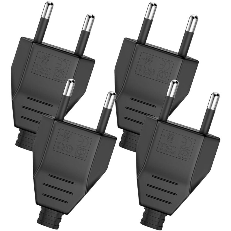 Stück Europäischer Flachstecker, Männlicher Elektrostecker 250v 2,5a, Dekorativer Eurostecker Für Den Hausgebrauch, Zum Einbau Oder Als Ersatz (4-schwarz)