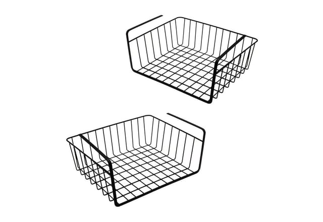 Spetebo Regalkorb Unterregal Hängekorb aus Metall 2er Set schwarz (Anzahl, 2 St., Stück), auch ideal zum Anbringen an Schrankfächer geeignet