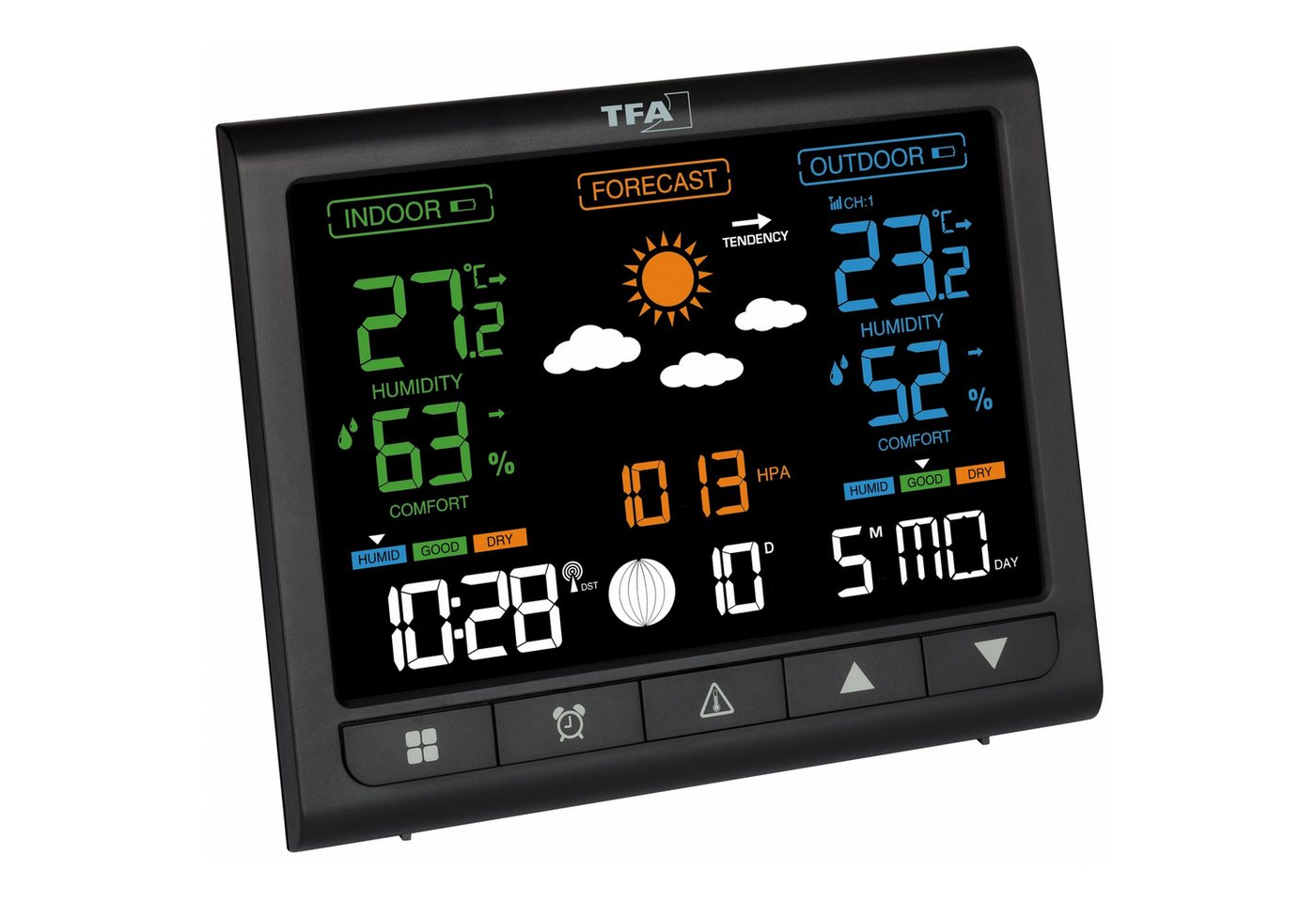 TFA Dostmann TFA 35.1171.01 Contrast mit VA Farbdisplay und Wetterprognose Funkwetterstation
