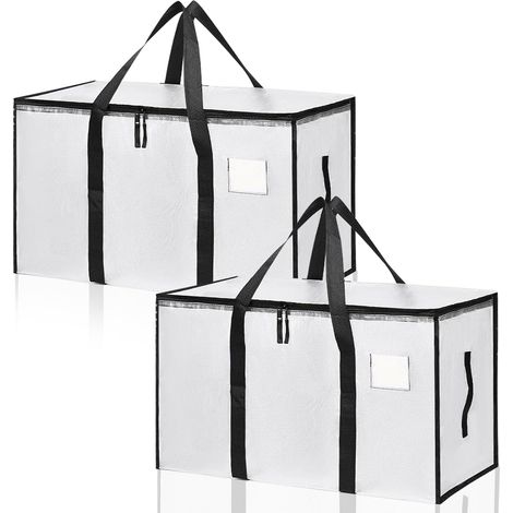 Set Mit 2 Großen, Faltbaren Kleideraufbewahrungstaschen (90 L), Umzugstaschen Mit Rucksackgurten Und Stabilen Griffen, Alternative Zu Umzugskartons, Transparent (2 Stück)