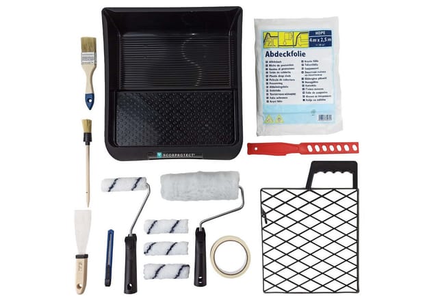 Scorprotect® Farbroller Renovier-Komplett-Set 16-teilig für Malerarbeiten