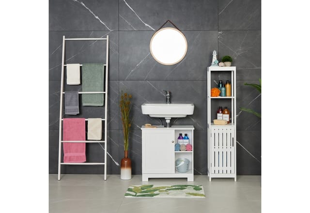 relaxdays Midischrank Weißer Badezimmerschrank