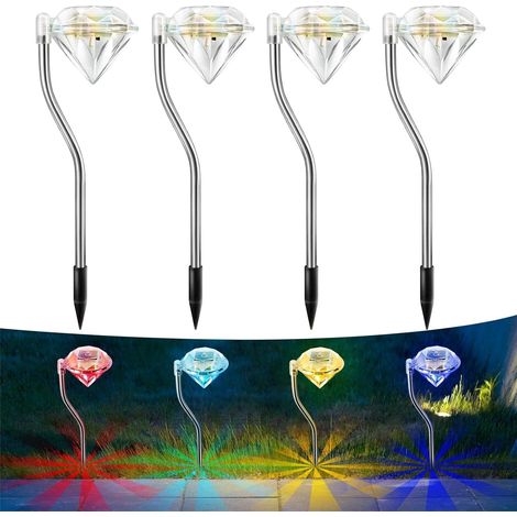 Farbwechselnde Solarleuchten – Diamantförmige Solarleuchten Für Den Außenbereich, Geeignet Für Partydekoration, Rasenbeleuchtung, Hof Und Einfahrt