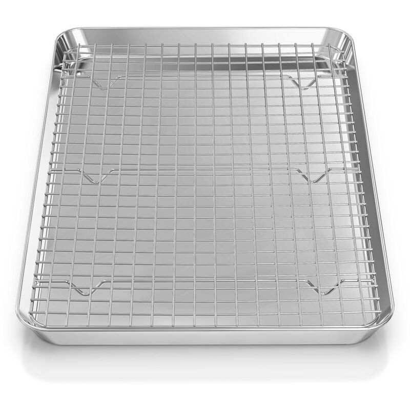 Backblech Mit Kühlgitter: Backbleche Und Roste Aus Edelstahl, Bräter Für Küche Und Grill, 40,5 X 30,5 X 2,5 Cm, 2er-set