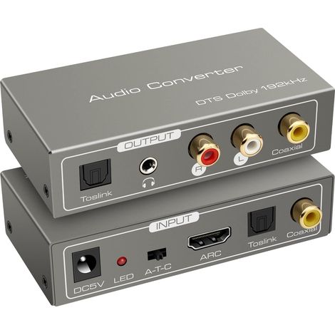 Hdmi-arc-adapter Mit Digital-analog-wandler Und Audio-extraktor Auf Spdif, Koaxial, Optisch, Rca, Lr, 3,5-mm-stereoausgang Für Verstärker, Soundbars, Projektoren Usw.