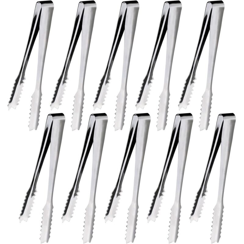 10-teiliges Eiszangen-set, 15,2 Cm Zuckerzange, Bonbonzange, Edelstahlzange, Zuckerzange, Für Zucker, Kekse, Buffet, Kaffee, Küche Und Mehr (silber)