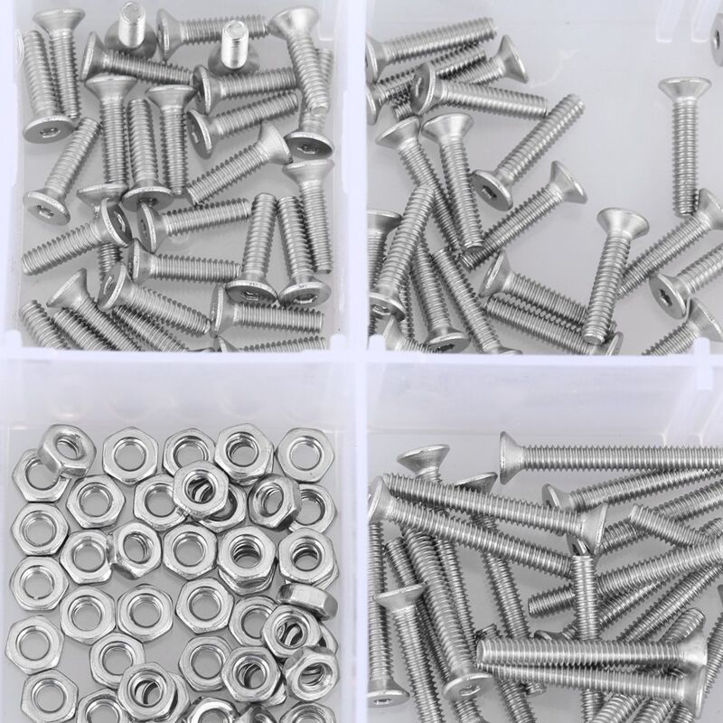 Zoternen Fafeicy Packung Mit 230 M2-flachkopfschrauben Aus Edelstahl 304, Innensechskantschrauben Und Muttern, Flachkopfschrauben Und Muttern Für Beschläge
