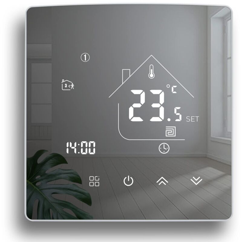 Aimoonsa Spiegelthermostat, Heizungsthermostat, Programmierbarer Raumthermostat, Digitaler Wandthermostat Für Warmwasser- Und Fußbodenheizung, 3a Tgr85wp