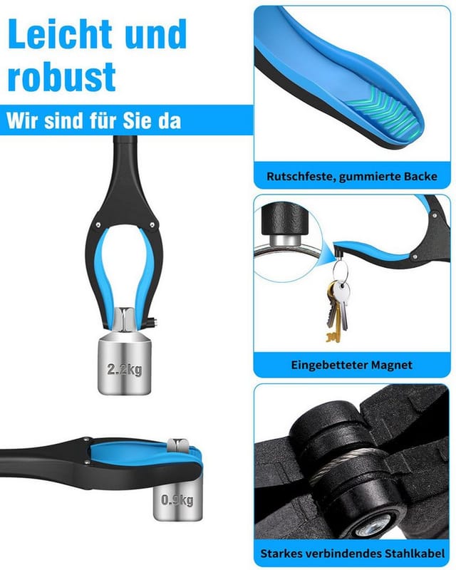 FOUORTUNATE-BEE Greifzange Greifzange Müllgreifer Müllzange faltbare Greifhilfe MüllSammler, faltbare Greifer für Senioren Kinder, Abfallgreifer mit Magnetspitzen, 1-tlg., 360° Drehkopf, Rutschfeste Silikonklauen für sicheren Halt, für den Innen- und Außenbereich geeignet