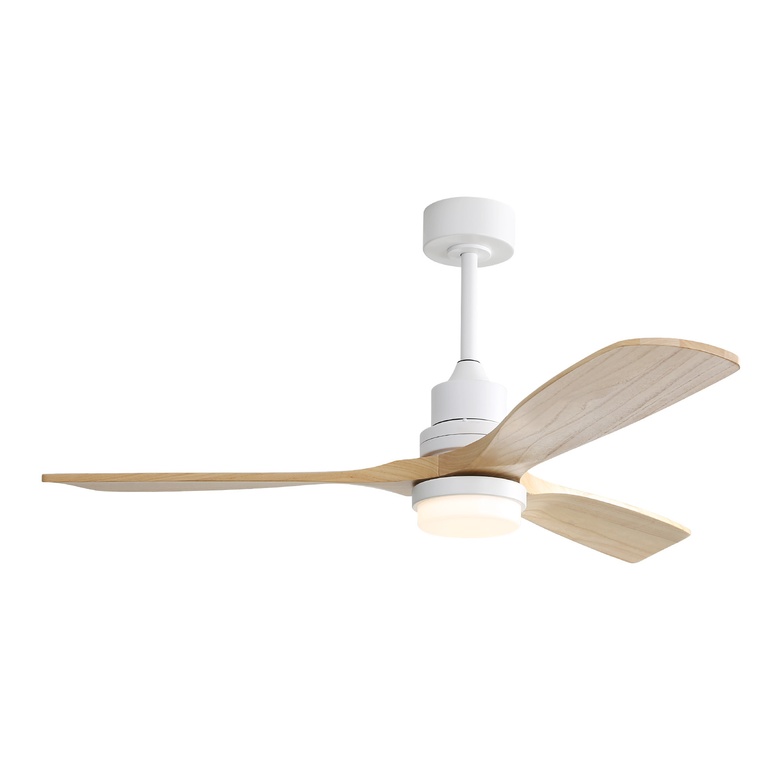 Deckenventilator 132 Cm Weiß Aus Metall Und Holz Mit Led, Fernbedienung Und Timer