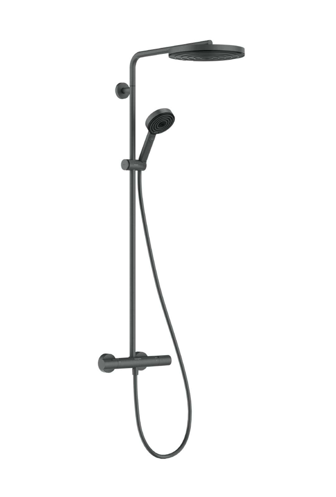 Hansgrohe Pulsify S Puro Showerpipe Duschsystem 260mm, 1jet, 11,2l/min, Ecostat Fine, Handbrause 3jet, Brushed Black Chrome