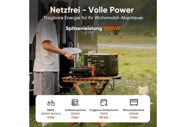 Jackery Stromgenerator E3000 v2 mit 200W Solargenerator, 3072Wh/3600W tragbare Powerstation, 7,2 in kW, LiFePO4 Powerstation für Notstrom, Camping, Wohnmobil & Haushalt