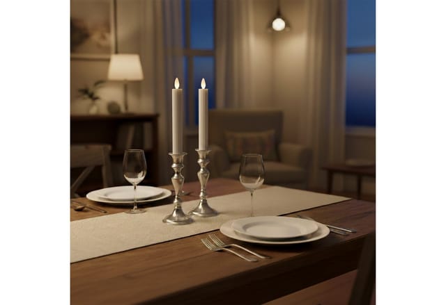 relaxdays LED-Kerze LED Stabkerzen 2er Set, Hellgrau