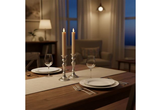relaxdays LED-Kerze LED Stabkerzen 2er Set, Mocha Mousse