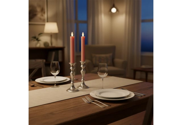 relaxdays LED-Kerze LED Stabkerzen 4er Set, Altrosa