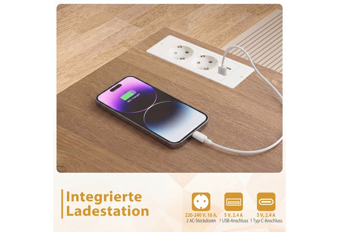 COSTWAY Küchenwagen, Mit integrierte Ladestation, beidseitig offenes Fach Bild 2