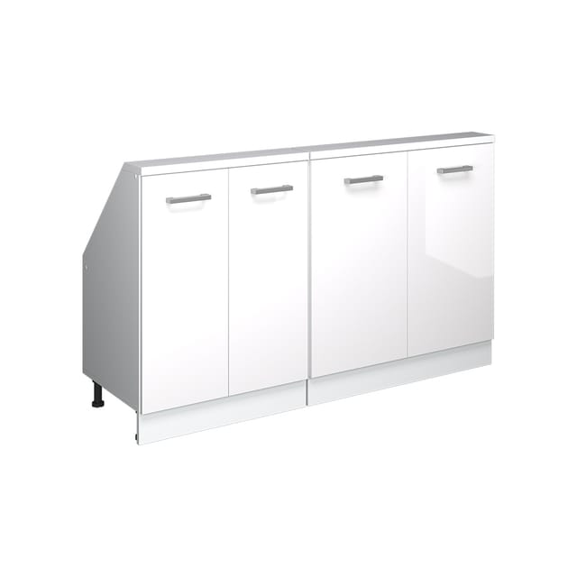Vicco Unterschrank R-Line, Weiß Hochglanz/Weiß, 140 cm 2er Set (2-St)