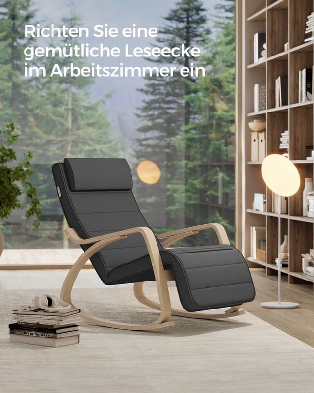 SONGMICS Schaukelsessel, Relaxsessel, Relaxstuhl, verstellbare Fußstütze
