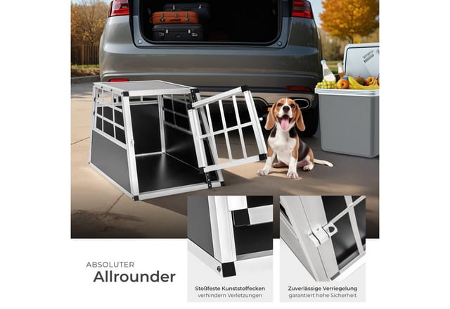 tectake Tiertransportbox Hundetransportbox single, mit gerader Rückwand