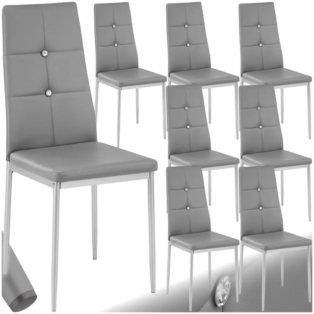 tectake Esszimmerstuhl Küchenstühle, Kunstleder mit Glitzersteinen (Set, 8 St), Schickes Design mit Glitzersteinen