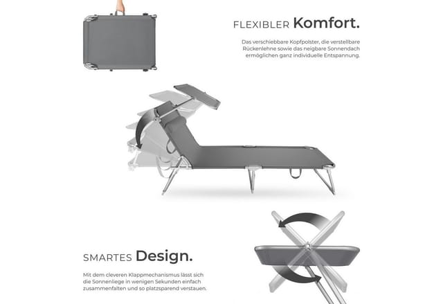 tectake Gartenliege Chloé, 2 tlg., 2 St., Set, Robustes, pflegeleichtes und komfortables Design