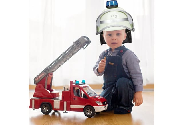 relaxdays Feuerwehrhelm Kinder mit Blaulicht